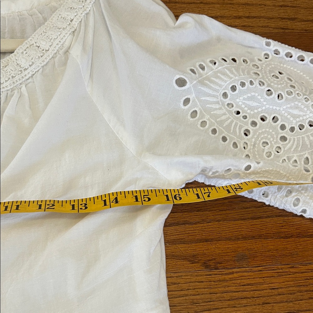 RubyYaya Eyelet Dress Size S White BellSleeve Boho Embroidered - Picture 11 of 16
